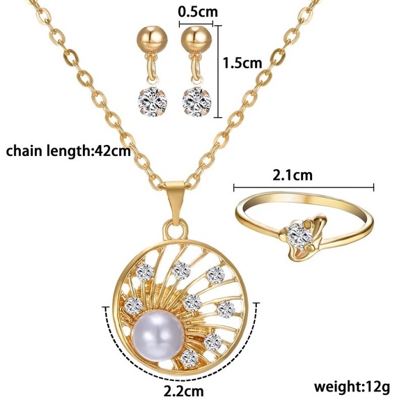 💎NWT Pearl Necklace, earrings and ring combo - Picture 2 of 7